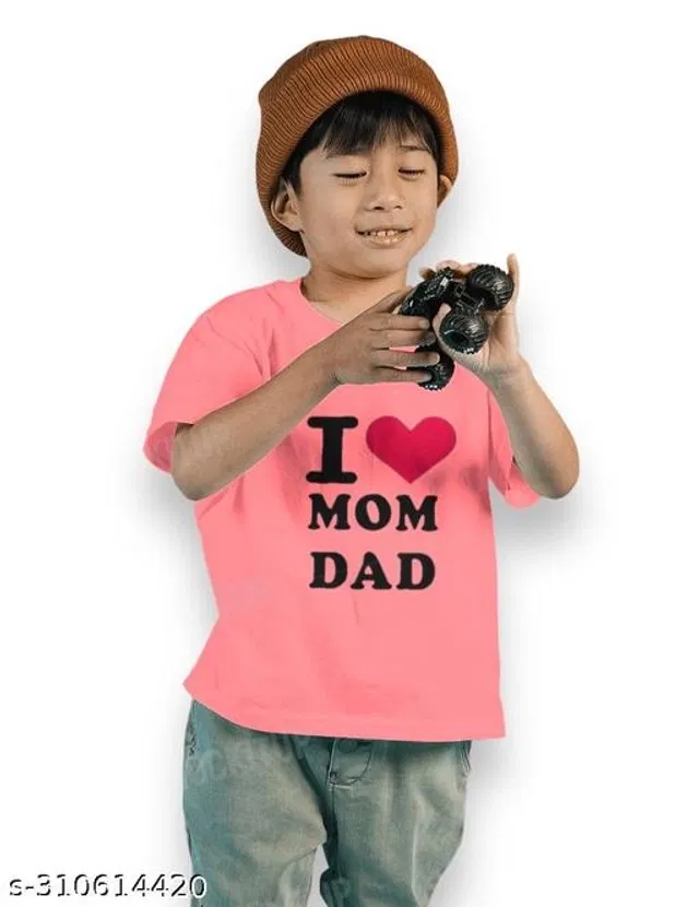 Round Neck T-Shirt for Boys & Girls (Pink, 13-14 Years)