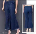 Denim Solid Palazzo for Women (Navy Blue, 28)
