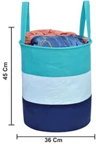 Canvas Laundry Basket,Beige & Green,  