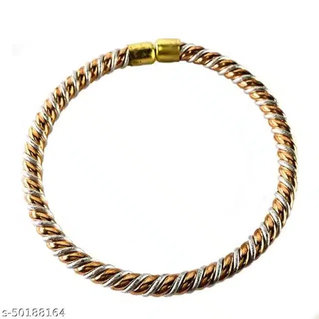 Brass & Copper Kada for Men (Rose Gold & Silver)