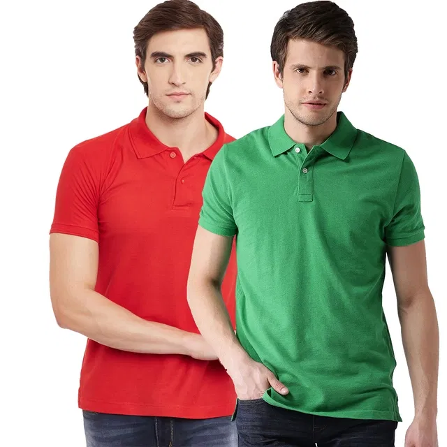 Polo T-shirts for Men, Pack of 2 (Multicolor, M)