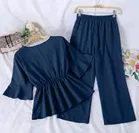 Poly Crepe Solid Clothing Set foor Girls, Dark Blue 
