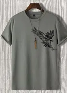 Half Sleeves Printed T-shirt for Men (Grey, M)