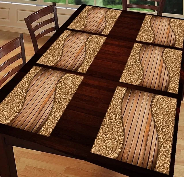 PVC Printed Dining Table Placemats (Multicolor, 30x45 cm) (Pack of 6)