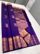 Litchi Silk Botanical Saree for Women, Blue 