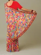 Georgette Solid Saree for Women, Multicolor 