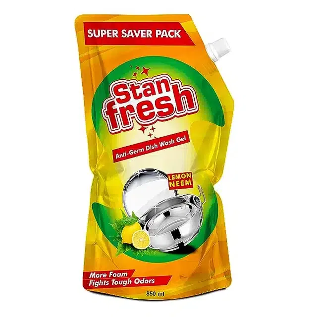 स्टेनफ्रेश डिश वॉश जेल कॉम्बी 850 ml (लेमन+नीम)