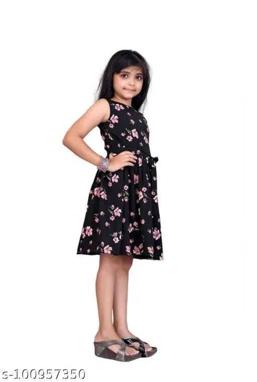 Party Dress for Girls (Black, 5-6 Years)