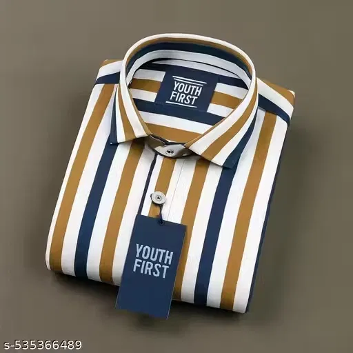 Check Printed Shirt For Men, White & Mustard (XL)