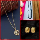 Combo of Alloy Pendant with 1 Pair Earrings & Thread Bracelet for Women 