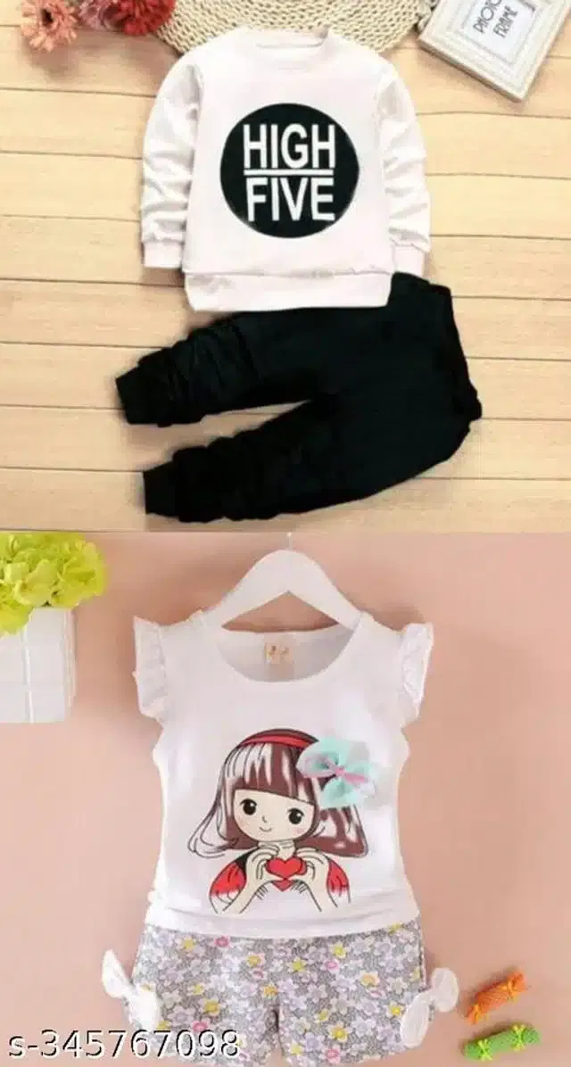 Hosiery Cotton Full Sleeves Top & Bottom Clothing Set for Kids (Multicolor, 18-24 Months) (Set of 2)