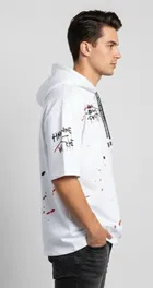 Polyester Printed T-shirt for Men, White 