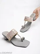 Shoetopia Grey Embellished Sandals 