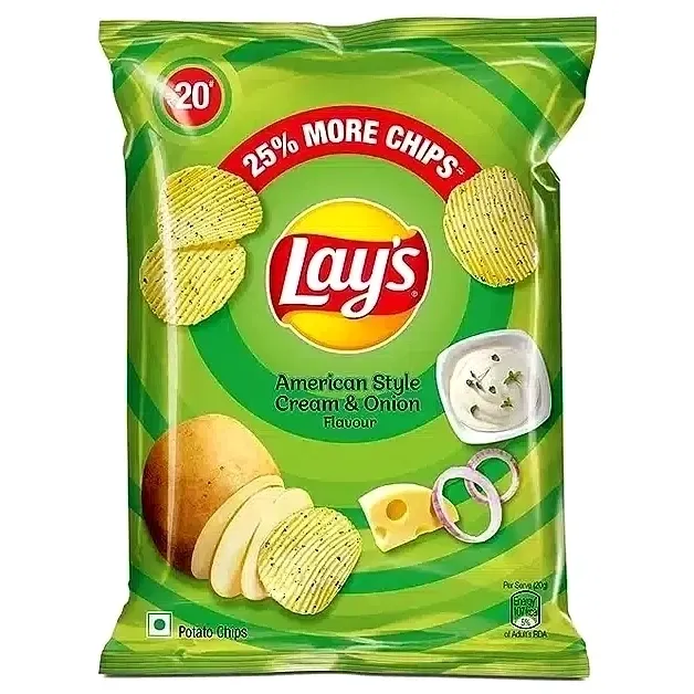 Lays अमेरिकन स्टाइल क्रीम & अनियन फ्लेवर चिप्स 52.9 g