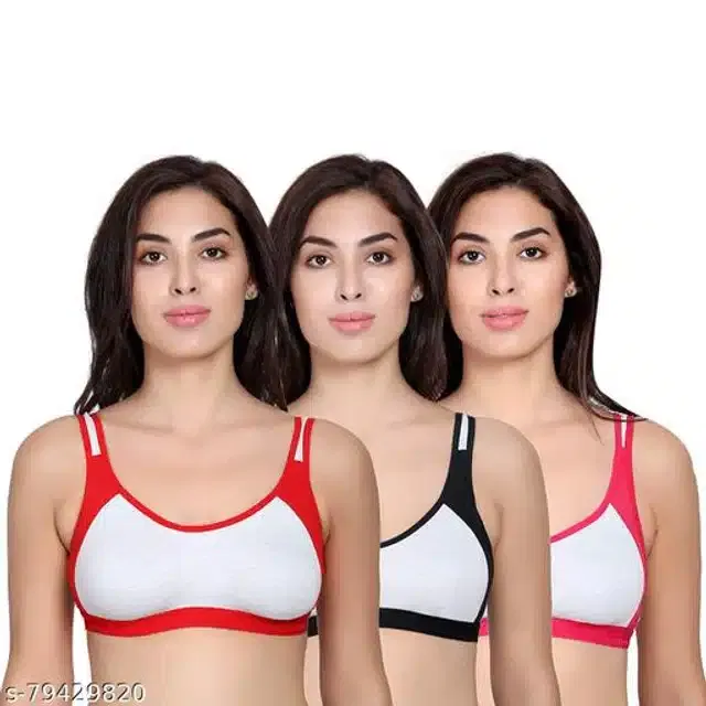 Hosiery Padded Bra for Women (Multicolor, S) (Pack of 3)