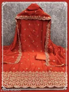 Lucknowi Embroidered Vichitra Silk Unstitched Dress Material 