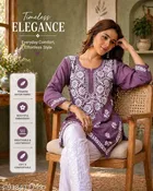 Chikankari Embroidered Short Kurti for Daily/Office Wear for Women 