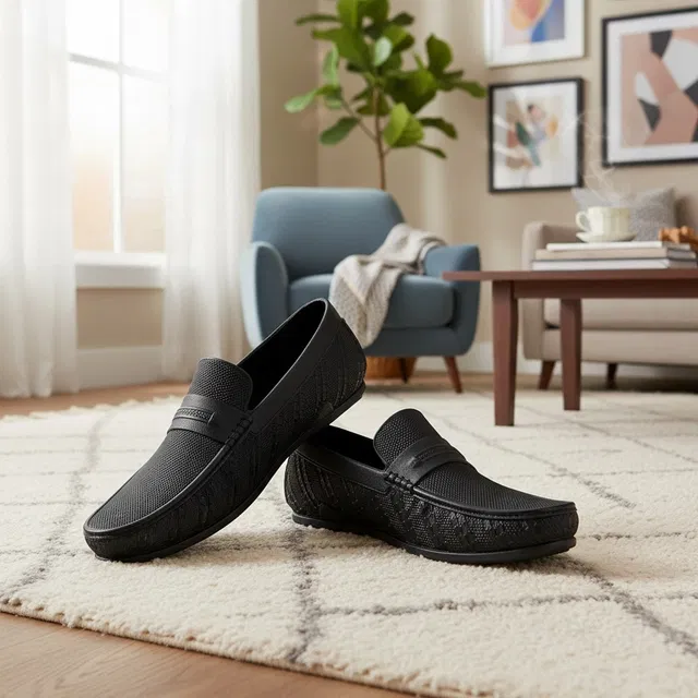 PVC Loafers for Men (Black, 8)