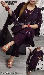 Rayon Kurta Set with Mirror Work for Women 