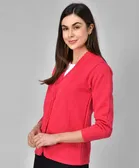 Woolen V-Neck Cardigan Full Sleeve Button-Up Winter Sweater 