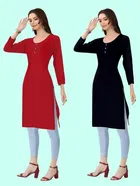 Crepe Solid Kurtis for Women 