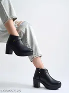 Shoetopia Synthetic Heeled Boots Black 