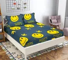 Glace Cotton Printed Fitted Double Bedsheet with Two Pillow Covers 
