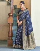 Silk Woven Design Saree for Women, Navy Blue 