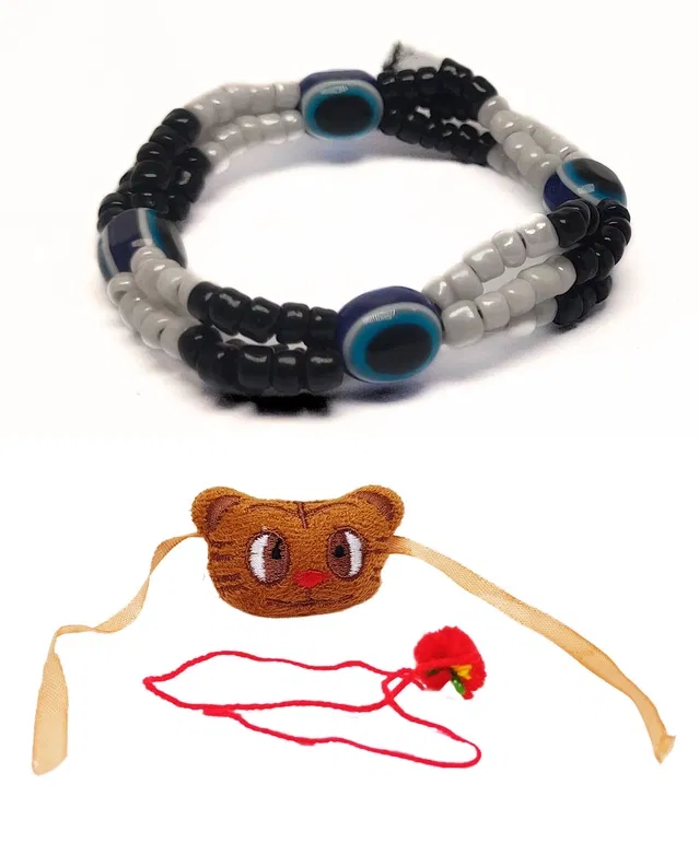 Synthetic 2 Pcs Rakhi with Bracelet for Kids (Multicolor, Set of 1)