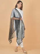 Net Solid Dupatta for Women 