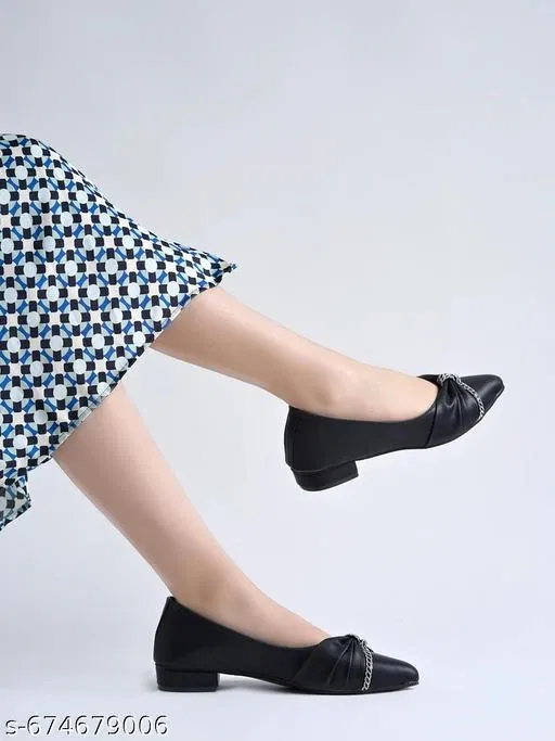 Shoetopia Ballerinas Black Solid IND-4
