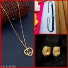 Combo of Pendant with Thread Bracelet & 1 Pair Earrings for Women 