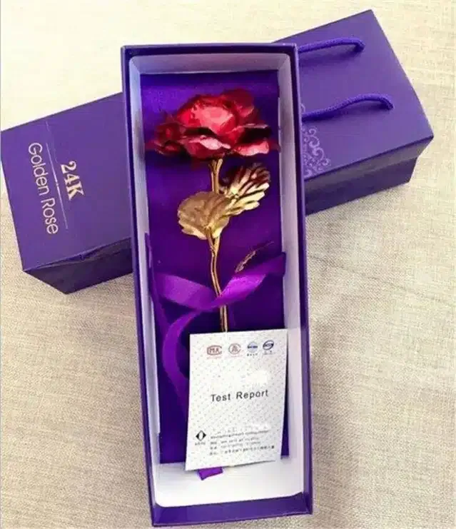 24K Gold Plated Artificial Rose Flower (Red)