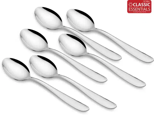 Stainless Steel Table Spoon (Pack of 6, Silver)