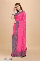 Dola Silk Embroidered Saree for Women 