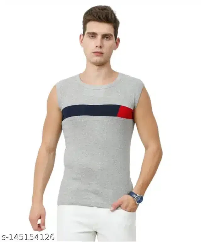 Gym Vests for Men (Grey, M)