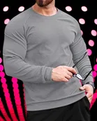 Round Neck Solid T-Shirt for Men (Grey, S)
