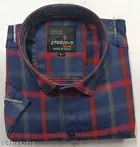 Cotton Blend Checkred Shirt for Men, Blue 