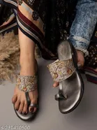 Shoetopia Grey Synthetic Wedge Round Toe Sandals 