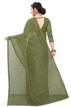 Net Solid Saree for Women 