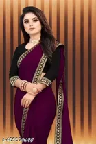 Lycra Blend Solid Saree for Women 