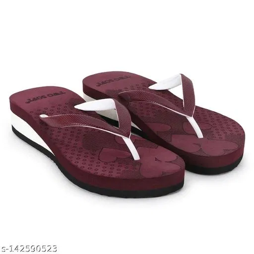 Twosoft Flip-flops for Women (Maroon, 4)