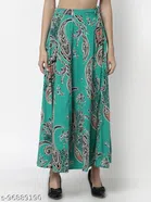 Crepe Skirt for Women (Turquoise, 26)