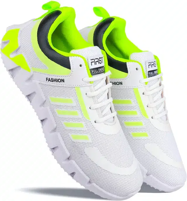 Sports Shoes for Men (White & Green, 7)