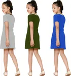 Graphic Print Shift Dress for Girls, Pack of 3 