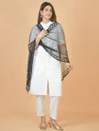 Net Solid Dupatta for Women 