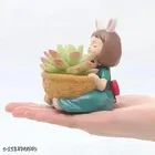 Ceramic Decorative Cute Girl Plant Holder for Home Decor 