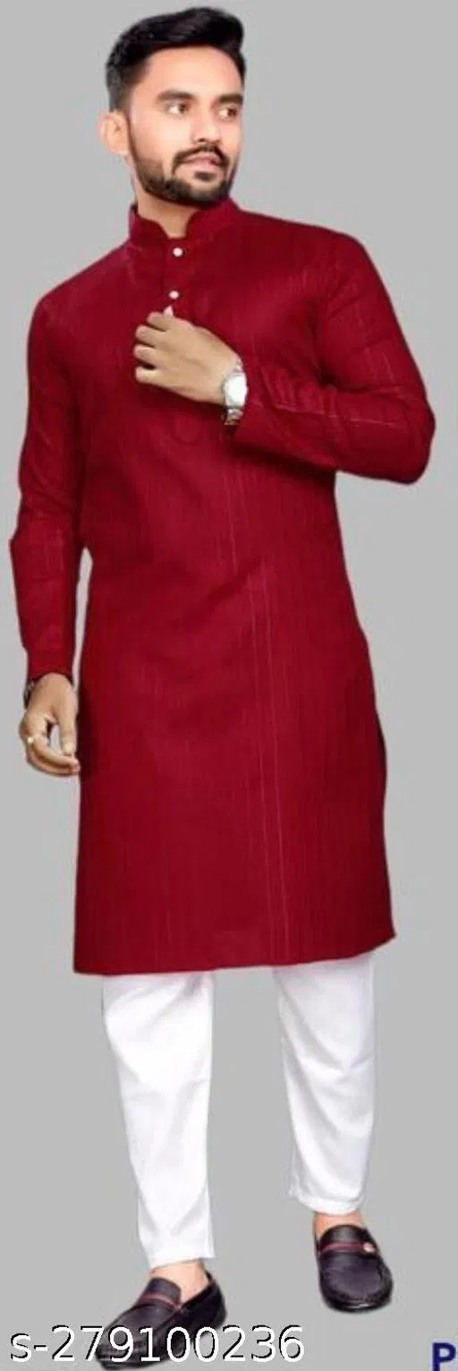 Kurta for Men (Maroon, XL)