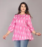 Viscose Rayon Printed Short Kurti for Women (Pink, XS)