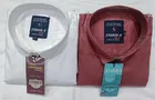Cotton Blend Solid Shirt for Men, White & Rust 
